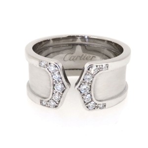 Cartier White 18k Gold De Double C Diamond Wedding Band Ring $4,800