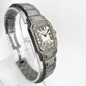 CARTIER SANTOS GALBEE 24mm Quartz Steel 235TCW Diamond Watch NEW Model