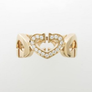Cartier 750 Rose Gold C Heart  Ring Size 4.0