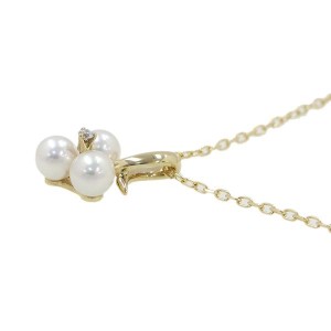 Mikimoto 18K Yellow Gold Pearl Diamond Necklace 