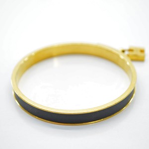 Hermes Gold Tone Metal Leather Kelly Classic Bangle