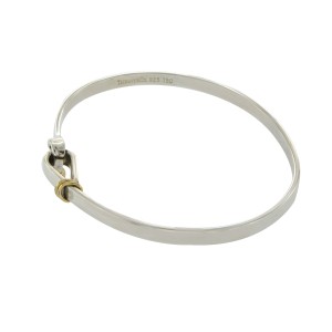 Tiffany & Co. 925 Sterling Silver & 18K Gold Hook & Eye Bangle Bracelet