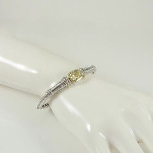 Judith Ripka Sterling Silver 18K Yellow Gold Canary Crystal & Diamond Kick Bracelet
