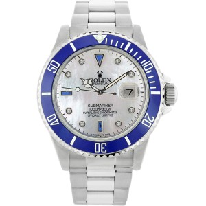 Rolex Submariner 16610 Stainless Steel & White Mother Of Pearl Dial 40mm Mens Watch