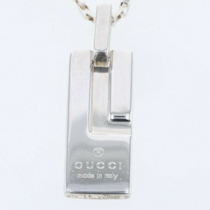 GUCCI 925 Silver Logo plate Necklace LXGBKT-791