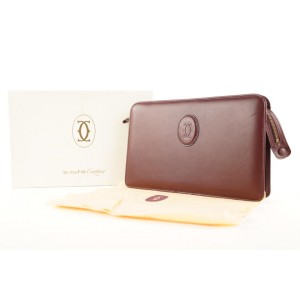 Cartier Bordeaux Leather Clutch Bag 505ct35