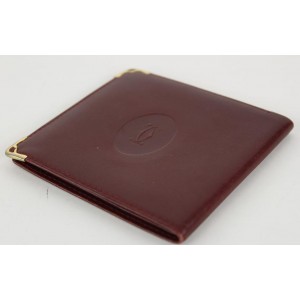 Cartier Men's Bordeaux Leather Bifold Wallet 10ct1230