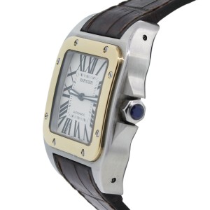 Cartier Santos 100 XL Two-Tone on Brown Alligator Strap 38mm Watch