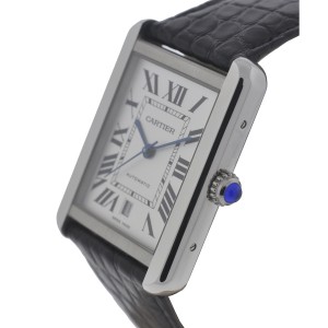 Cartier Tank Solo XL Stainless Steel and Leather Automatic 31mm Watch