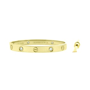 Cartier Love Bracelet Yellow Gold with 4 Diamonds Size 17 B6035917 