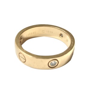 Cartier Love 18K Yellow Gold and 3P Diamond Ring Size 9