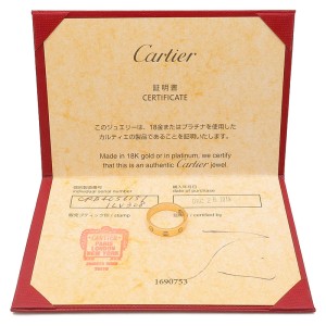 Cartier Mini Love Ring 1P Diamond K18 Yellow Gold #51 US5.5-6