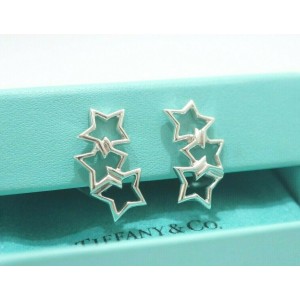 Tiffany & Co Sterling Silver Triple Star Clip On Earrings
