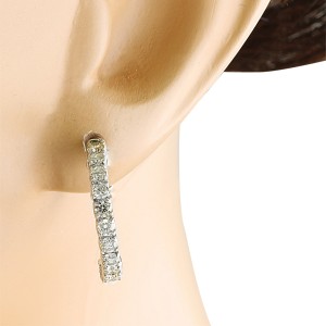 1.10 Carat 14K White Gold Diamond Hoop Earrings