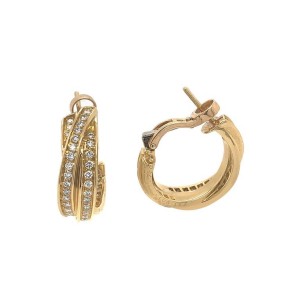 Cartier 18 Karat Yellow Gold Diamond Hoop Earrings