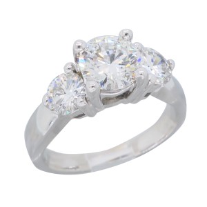 14K White Gold & 1.82tcw Diamond Three Stone Ring Size 6.5 