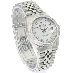 White Mop Mens Datejust Diamond Dial Diamond Bezel 36mm Watch