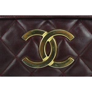 Chanel XL Burgundy Quilted Lambskin Singfle Flap Shoulder Bag 118c34