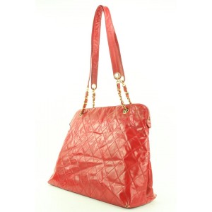 Chanel Large Red Quilted Vinyl Chain Tote Bag 48ccs115