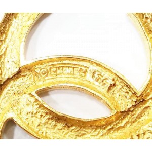 Chanel Gold Plated & Rhinestone CC Brooch 
