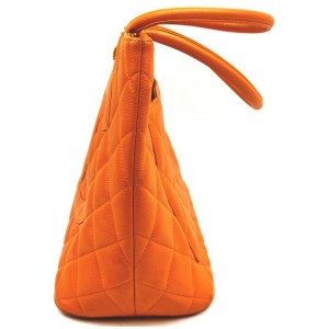 Chanel Quilted Orange Caviar Medallion Tote Bag 862680