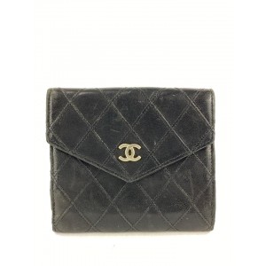 Chanel Black Lambskin Quilted Flap Wallet Compact Coin Purse 10cc519