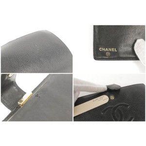 Chanel Black Caviar CC Logo Long Flap Snap Wallet 857205