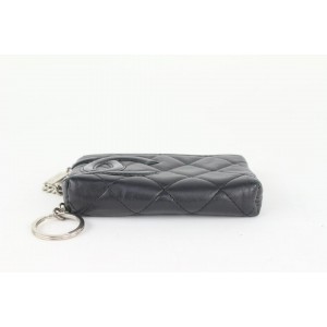 Chanel Calfskin Cambon Quilted Key Pouch Black