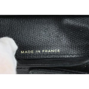 Chanel Black Leather CC Logo Button Line Bifold Wallet 9ccs111