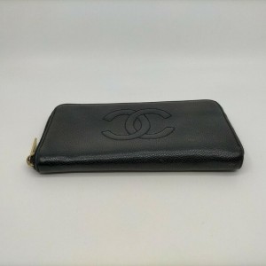 Chanel Black Caviar Leather Zippy Long Wallet L-Gusset 863421