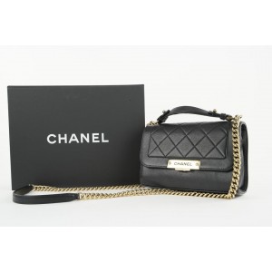 Chanel Black Quilted Mini Top Handle Box Chain Flap Crossbody Boy 7lm32cc