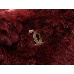 Chanel Bordeaux Lapin Rabbit Cc Chain Tote 234041 Burgundy Fur Shoulder Bag, Chanel