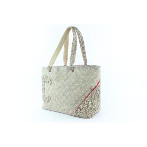 Chanel Cambon Quilted Ligne Tote 230864 Grey Tweed Shoulder Bag, Chanel