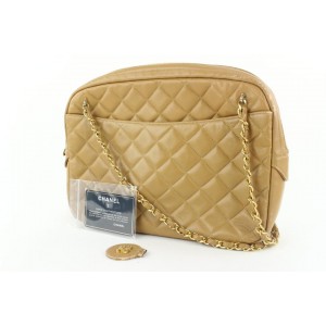 Chanel Light Brown Tan Quilted Leather Camera Bag 945cas416