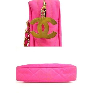 Chanel Vintage Pink Suede Evening Bag with Gold Chain Shoulder Bag c. 1990