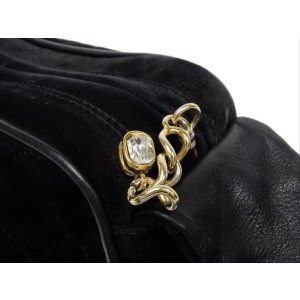 Chanel Camera Bag Black Suede Knot  Quilted Jewel 210857