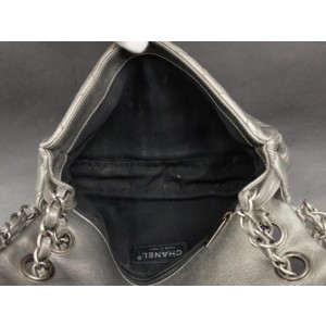 Chanel Metallic Dark Grey Quilted Chain Me Hobo Aged Calfskin With