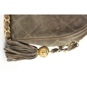 Chanel Quilted Brown Suede Fringe Tassel Camera Chain bag 7cas5