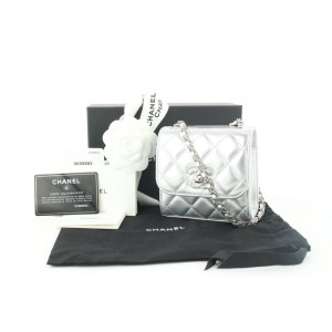 Chanel 21s Metallic Silver Lambskin Min Flap Chain Bag 593ccs315