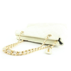 Chanel White Quilted Caviar Chain Bag 521cks38