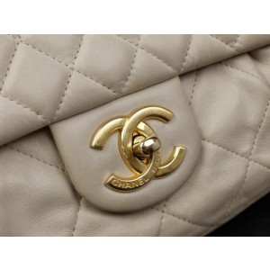 Chanel Quilted Light Beige Quilted Jumbo Flap Chain Bag 2341091
