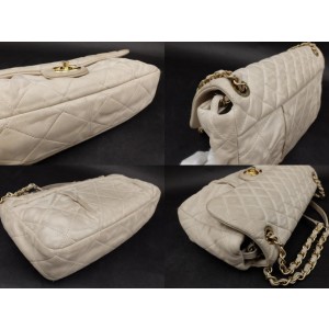 Chanel Quilted Light Beige Quilted Jumbo Flap Chain Bag 2341091