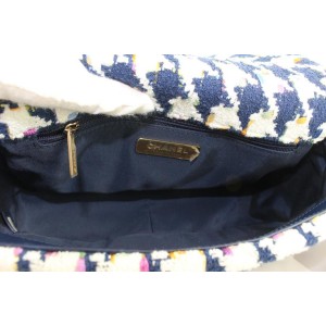 Chanel 21P Small Navy Multicolor Tweed Houndstooth Ribbon 19 Flap Bag 30ccs12
