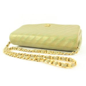Chanel Chevron Quilted Gold Leather Chain Flap Bag 726cas324