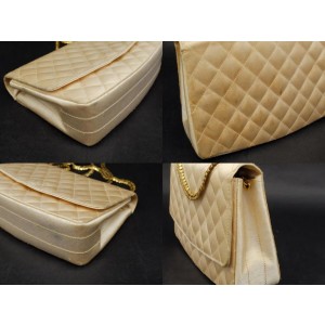 Chanel Classic Flap Diana Quilted 233156 Beige Satin Shoulder Bag, Chanel