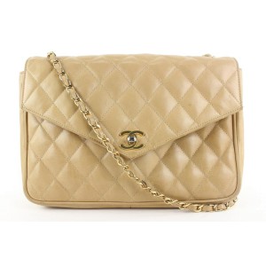 Chanel Nude Beige Quilted Lambskin Large Flap Bag 124cas429
