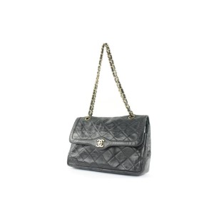 Chanel Rare Quilted Black Lambskin Limited CC Classic Chain Flap Bag 707cas32