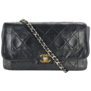 Chanel Classic Flap Diana Medium Quilted Lambskin 12cz0130 Black Leather  Cross Body Bag, Chanel