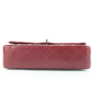 Chanel Brick Red Quilted Caviar Medium Classic Double Flap Chain Bag 495cks35