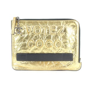 Chanel Ultra Rare Votez Coco Gold O-Case Clutch Bag 862828